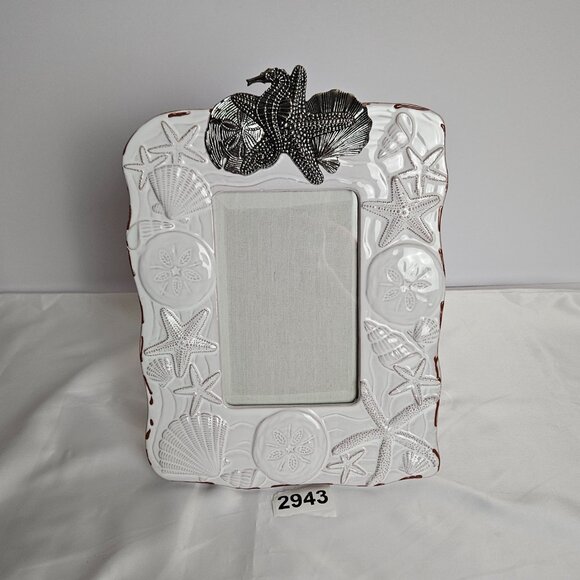 Coastal Ceramic Seashell Starfish Seahorse Photo Frame 4x6 Beach Decor - Picture 15 of 15